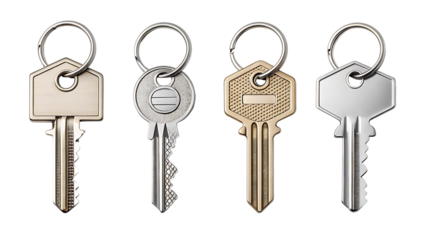 Set of house keys on a keyring transparent background
