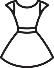 Simple outline drawing of a classic women s dress
