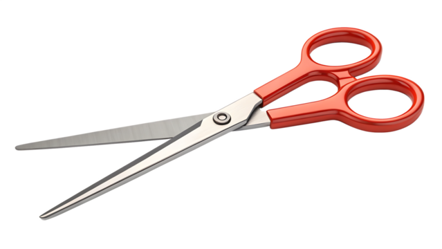 Pair of scissors with open blades transparent background