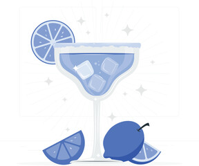 Vibrant margarita cocktail illustration with tropical accents