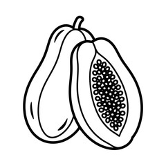 A papaya illustration vector style coloring page