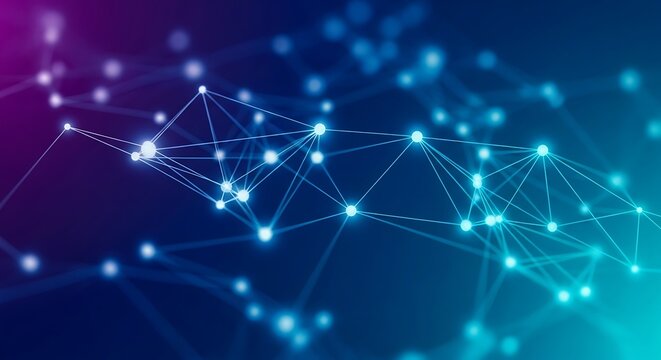 Abstract network graphic with interconnected nodes and lines