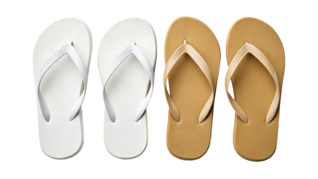Pair of flip flops with rubber sole transparent background