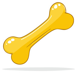 Fototapeta premium A simple bright yellow cartoon bone illustration perfect for pet food packaging designs or playful animal themed projects