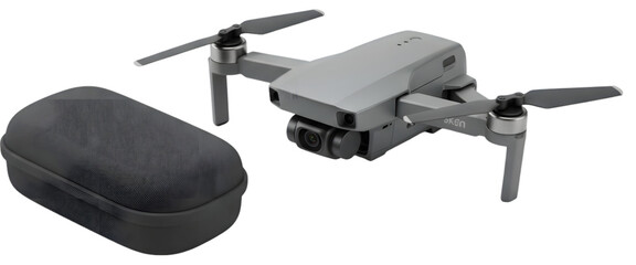A sleek drone with its protective case, showcasing modern technology for aerial photography enthusiasts