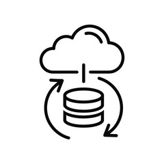 Cloud Data Sync: A graphic depicts the seamless synchronization of data between cloud storage and a local data center, with a focus on real-time data exchange and the integrity of digital information.