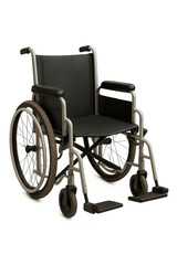 Fototapeta premium Wheelchair isolated on black background medical mobility aid equipment
