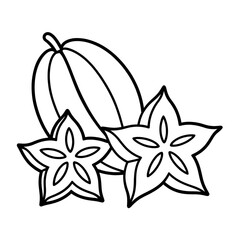 A star fruit illustration vector style coloring page