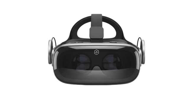 Virtual Reality Headset Immersive Tech on Black Background