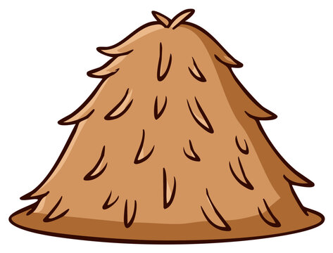 Cartoon style haystack illustration made of dried golden straw for agriculture design