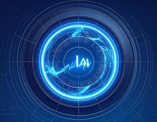 Abstract digital graphic with glowing circles and text