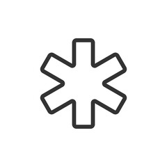 Outline asterisk symbol icon flat design isolated.