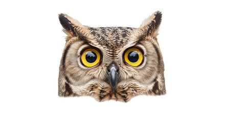 Great Horned Owl Face Isolated on Black Background