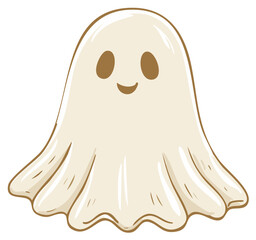 Cute ghost cartoon illustration with smiling face for Halloween designs