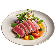 Elegant Tuna Tataki Japanese Steak, Generative AI