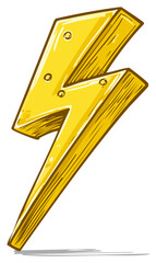 Bold yellow lightning bolt with a comic book style, representing power and energy