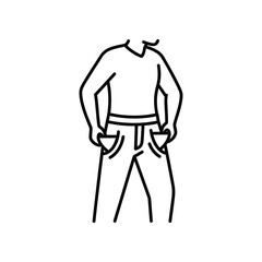 A Person with Empty Pockets: Simple sketch depicting a figure with empty pockets. the image suggests a state of financial constraint or lack.