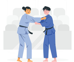 Paralympic judo athlete illustration with rafiki