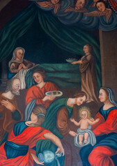 Fototapeta premium Painting (19th century) of Nativity of the Blessed Virgin Mary.