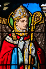 Obraz premium Stained glass (19th century) of Saint Didier. Catholic saint.