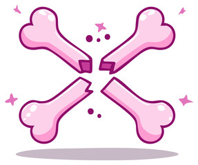 Fototapeta premium Cracked Bones with Stars for Halloween Vector Illustration Icon