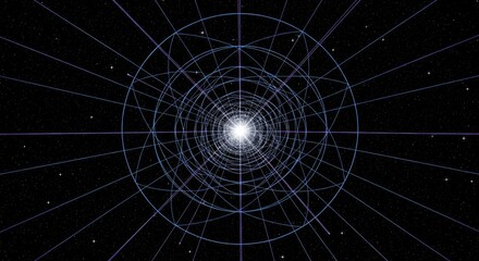 Fototapeta premium Celestial Alignment Geometry Minimalist Line Art Cosmic Convergence and Supernova