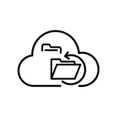 Cloud Data Transfer: A simple yet elegant monochrome illustration of data transfer, symbolizing secure and efficient cloud storage and backup solutions. 