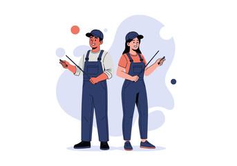 Skilled professionals teaching and demonstrating concepts with pointer sticks and engaging visuals