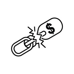 Breaking Free: A bold graphic symbolizes the breaking of financial shackles, representing liberation from debt or monetary constraints.