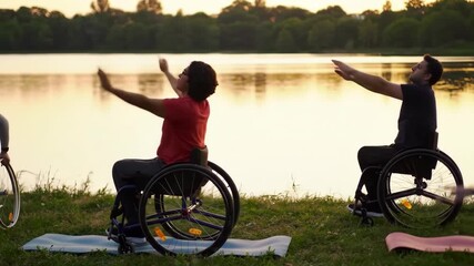 Inclusive Yoga Wheelchair Users Practice Wellness by the Lake