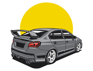 modified car design vector graphic illustration with aerodynamic shapes idea