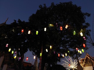 The Lanna colorful lantern on exterior hanging decoration