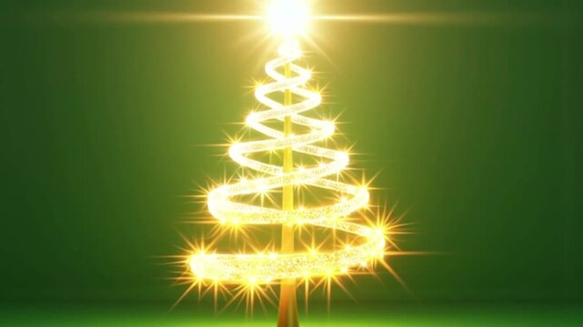 Vector Christmas tree illustration with golden stars and abstract winter holiday design