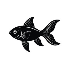 Fototapeta premium Black and White Fish Illustration: Elegant Silhouette Design, Aquatic Animal Graphic, Vector Art