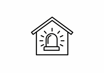 Home Security System Icon Alarm House Protection Safety Emergency Siren Alert Vector Graphic Minimalist Design Security System Illustration on transparent background