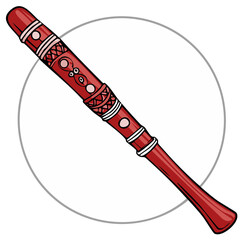 Red didgeridoo with intricate pattern and white circle outline