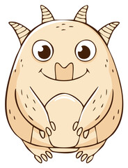 Fototapeta premium Cartoon Illustration of Cute Smiling Monster with Horns and Claws