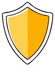 Shield graphic illustration with yellow and black elements