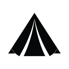 Simple Black and White Tent Icon: Minimalist Camping Shelter Graphic