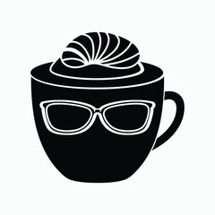 Funny Summer Latte Cup Silhouette – Shell Art with Sunglasses.