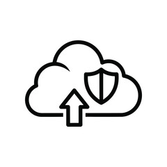 Cloud Data Security: A modern and clean icon emphasizes secure cloud data uploading, using a shield as the cornerstone of secure storage. The image conveys trust and reliability for all users. 