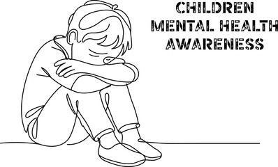 depression child line art 