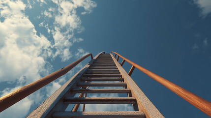 A ladder with a blue sky in the background