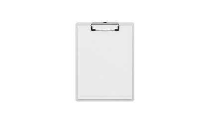A Blank White Clipboard with Metal Clip for Writing or Displaying Documents or Notes, Isolated on a White Background