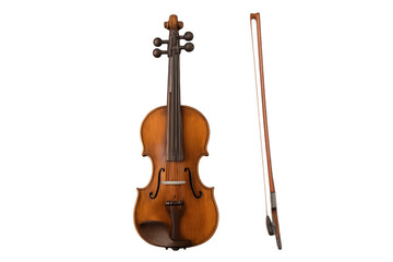 Fototapeta premium Violin and bow isolated on transparent background