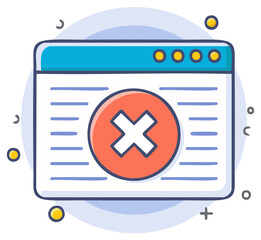 Obraz premium Web Browser Window with Error Message and Close Icon