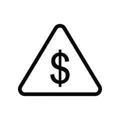 Financial Risk Caution: A minimalist vector graphic highlights the symbol of financial caution with a simple triangle and dollar sign, representing financial uncertainty.