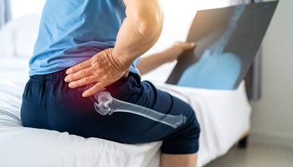 Obraz premium Elderly person with back pain viewing x-ray