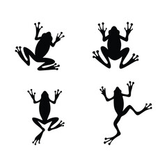 Silhouettes of Frogs in Climbing Poses – Vector Illustration Set