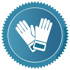 Obraz premium Safety Work Gloves Vector Icon on a Blue Quality Certification Seal